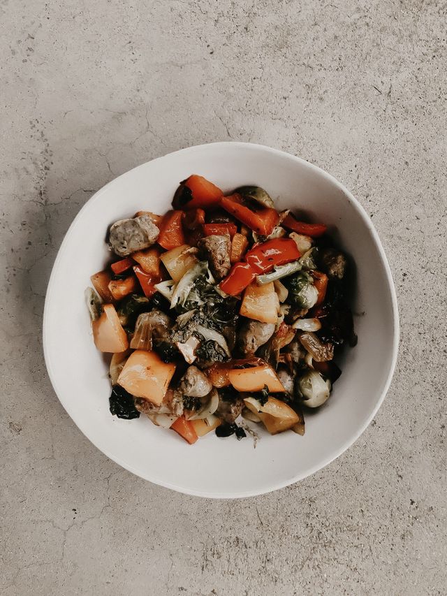 One Pan Veggie + Sausage Skillet